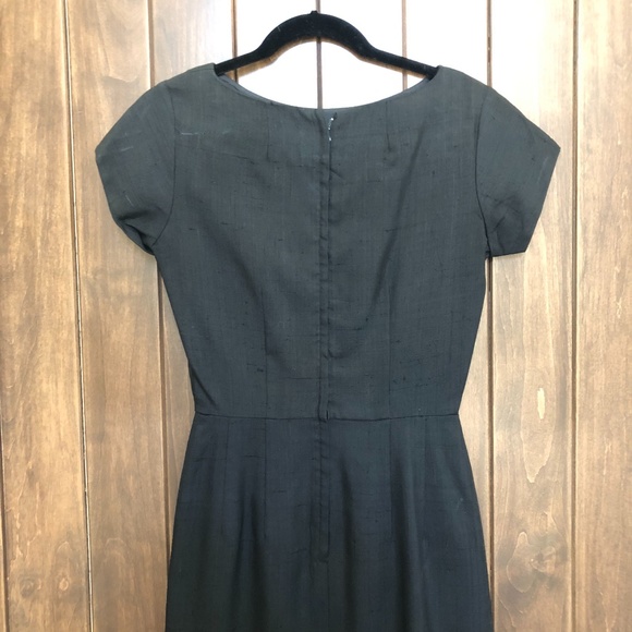 Black Raw Silk Vintage dress - Picture 3 of 4